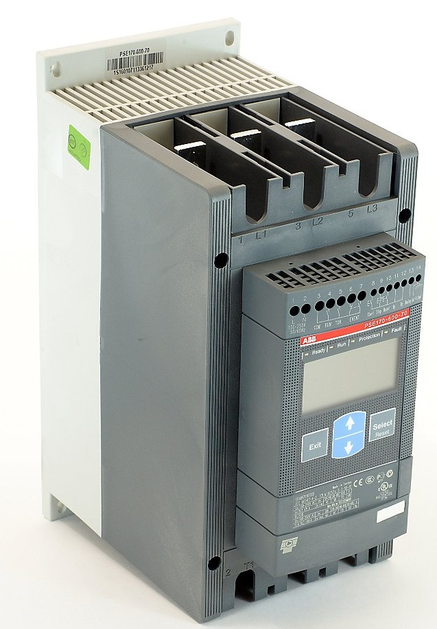 ABB PSE170-600-70 Soft Starter, 169 Amps, 60 HP @ 230V/125 HP @ 460V,  100-250VAC Control Voltage, w/Built-In Bypass