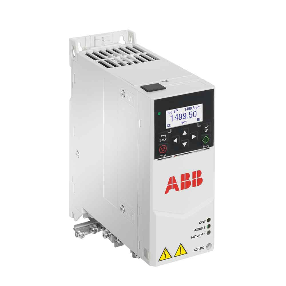 ABB ACS380-040S-02A6-4, 460V, 3 Ph Input, 1 HP, 2.6 Amps, IP20, VFD