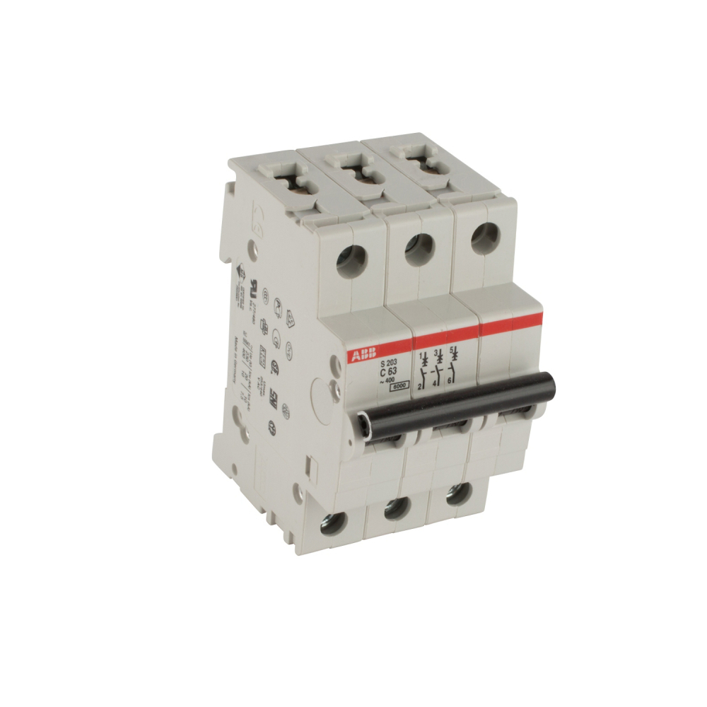 ABB S203-C63 Mini Circuit Breaker, 3-Pole, 63 Amps, 480Y/277 VAC