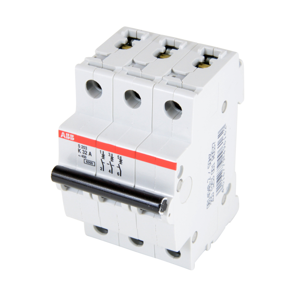 ABB S203-K32 Mini Circuit Breaker, 3-Pole, 32 Amps, 480Y/277 VAC