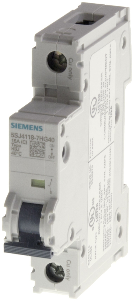 Siemens 5SJ4120-7HG42 Mini Circuit Breakers, UL 489, 1-Pole, 20 Amps,  480VAC/277VAC-60VDC/125VDC Volts, C - Trip Curve, 10kA